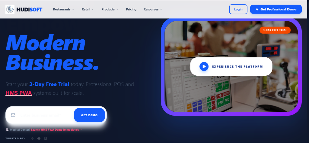HUDI SOFT Enterprise POS & HMS PWA Platform Preview